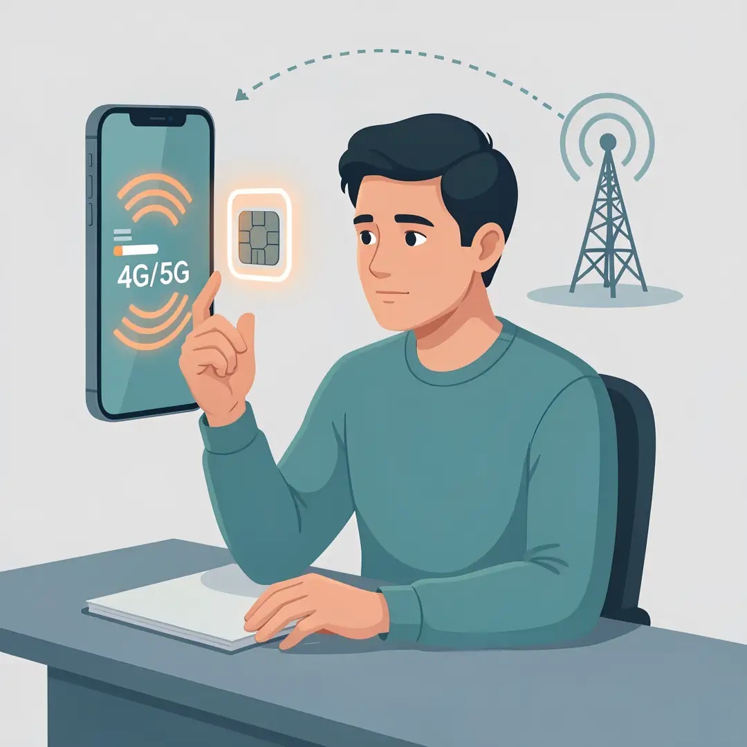Step 2: Illustration for step: Assess your starting point related to how internet work via sim card?, profes
